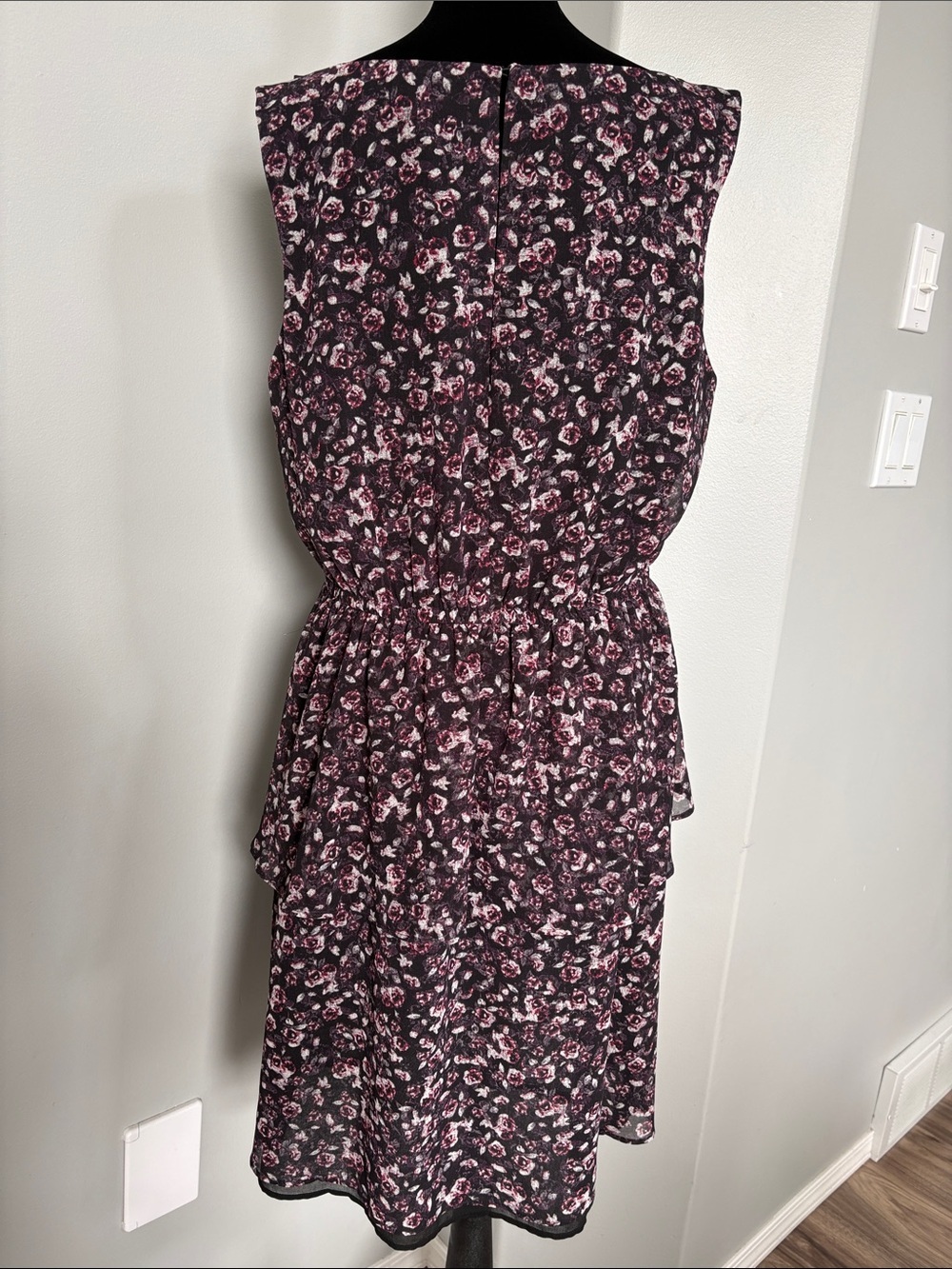 H&M Black Dress with Pink Floral Print Midi - Picture 5 of 5